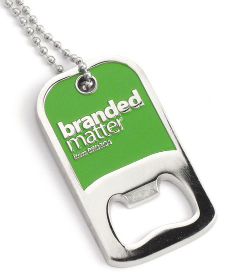 Custom made bottle opener dog tag with enamel colour fill