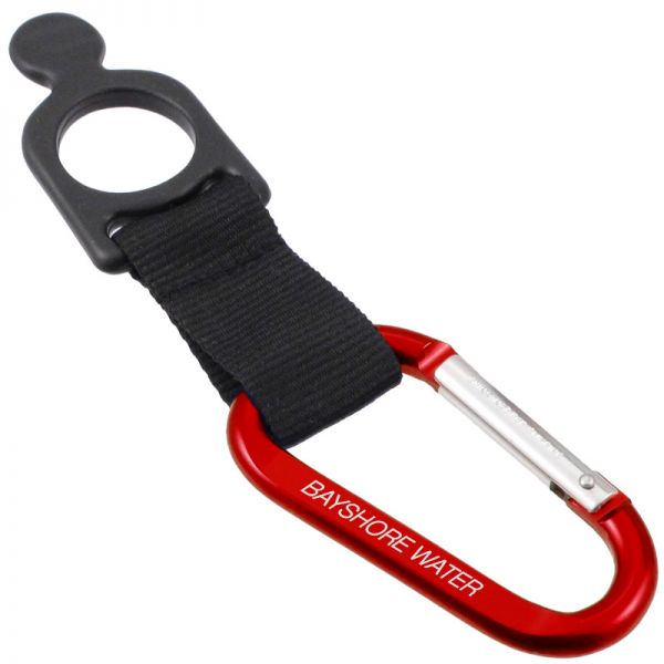 Custom engraved carabiner keychain with water bottle strap