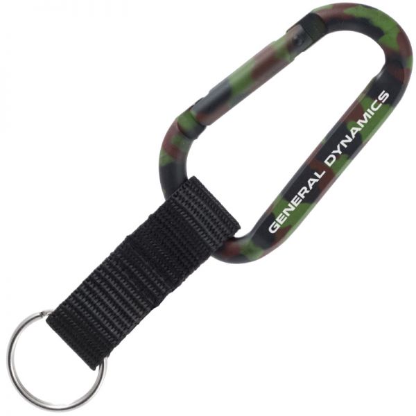 80mm camouflage carabiner keychain with customized engraving and key ring strap