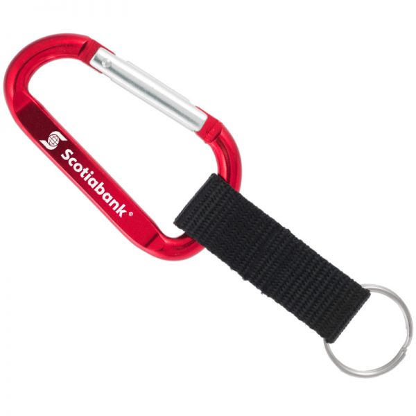 80mm carabiner keychain with customized engraving and nylon key ring strap