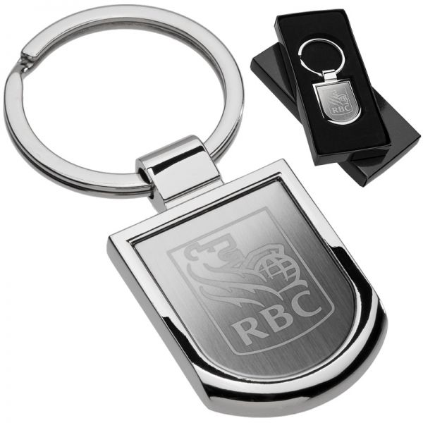 Custom engraved metal badge keychain