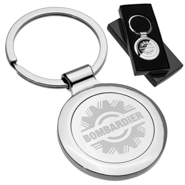 Custom engraved polished circle metal keychain