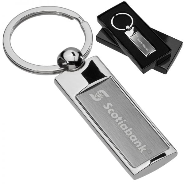 Custom engraved classic rectangle metal keychain