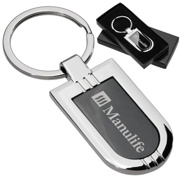 Custom engraved onyx badge metal keychain