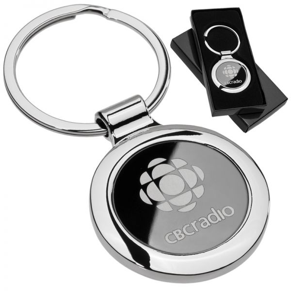 Custom engraved onyx circle metal keychains