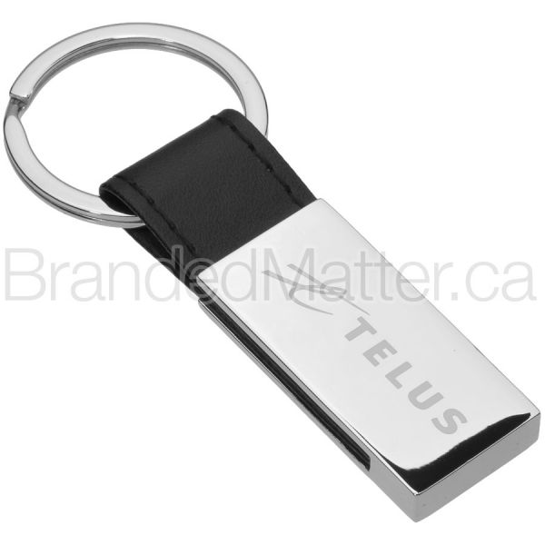 Leather Accent Branded Keychains