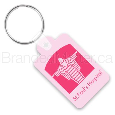 Small Rectangle With Tab and Rounded Corners Soft Vinyl Keychains