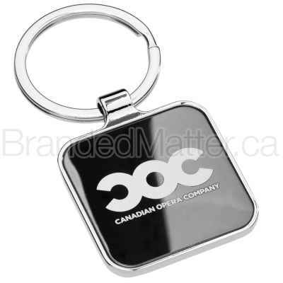 Onyx Square Engraved Keychains